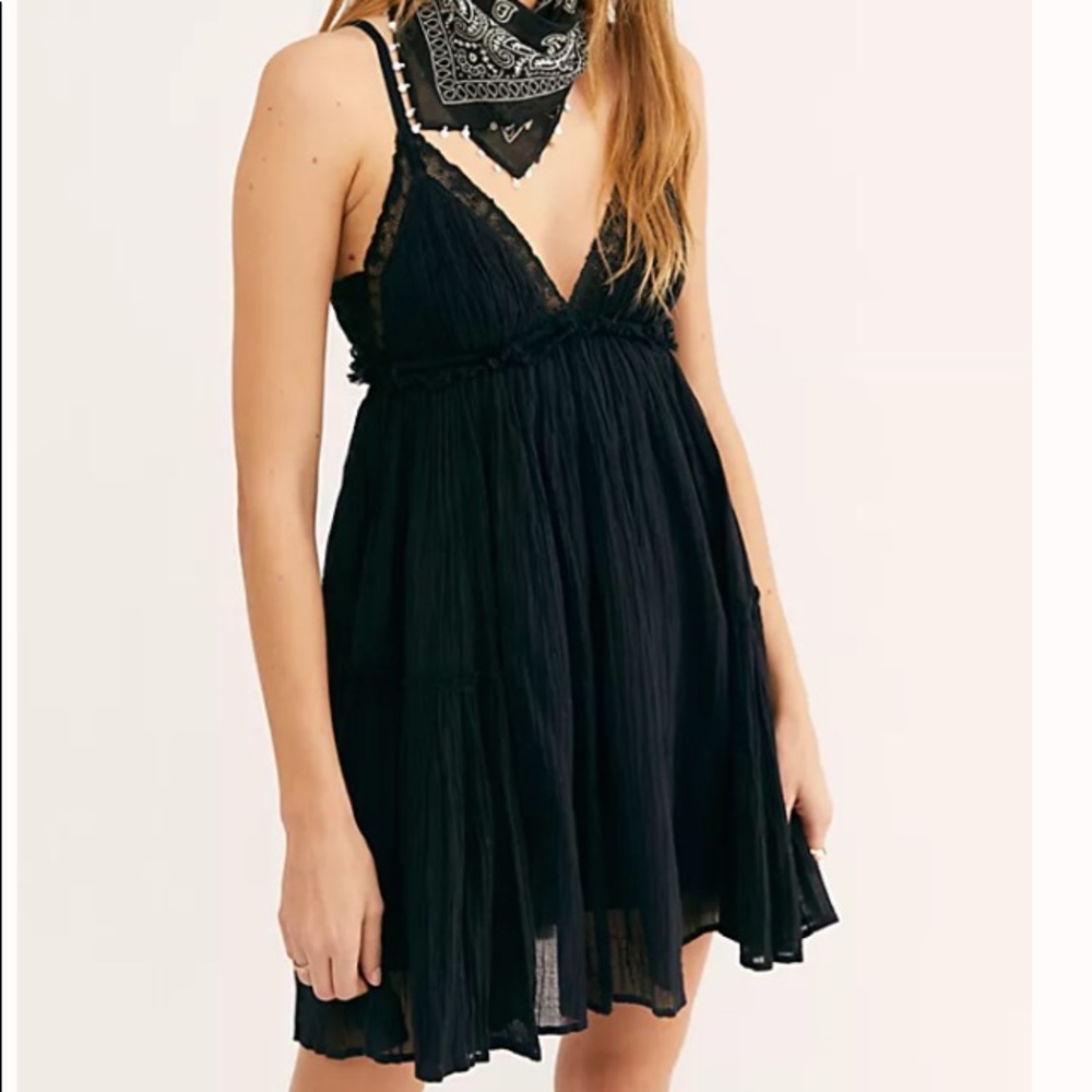 Free people lucky slip / dress in black size small